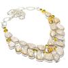 Fossil Coral, Citrine Gemstone Handmade 925 Silver Necklace 18" JCN326-124