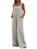 Women's Solid Color Casual Button Jumpsuit - European & American Style