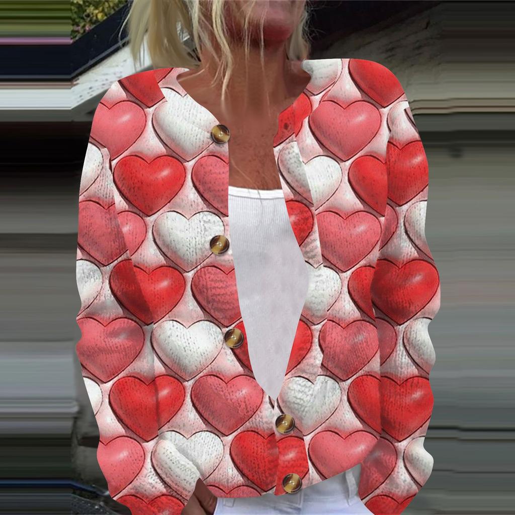 Женская повседневная мода с принтом, длинный рукав, кардиган, куртка на пуговицах