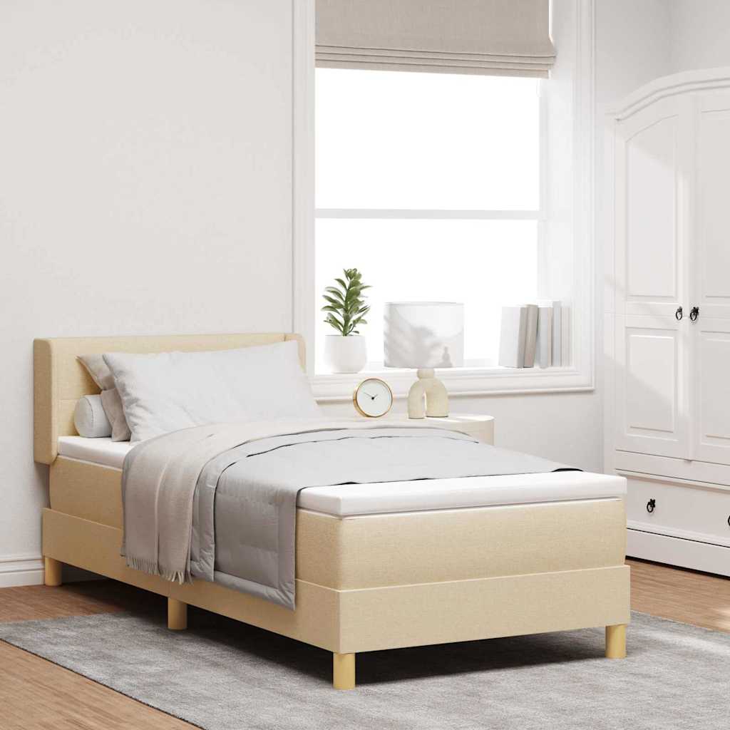 Box Spring Bed with Headboard Cream 200 x 80 cm Fabric