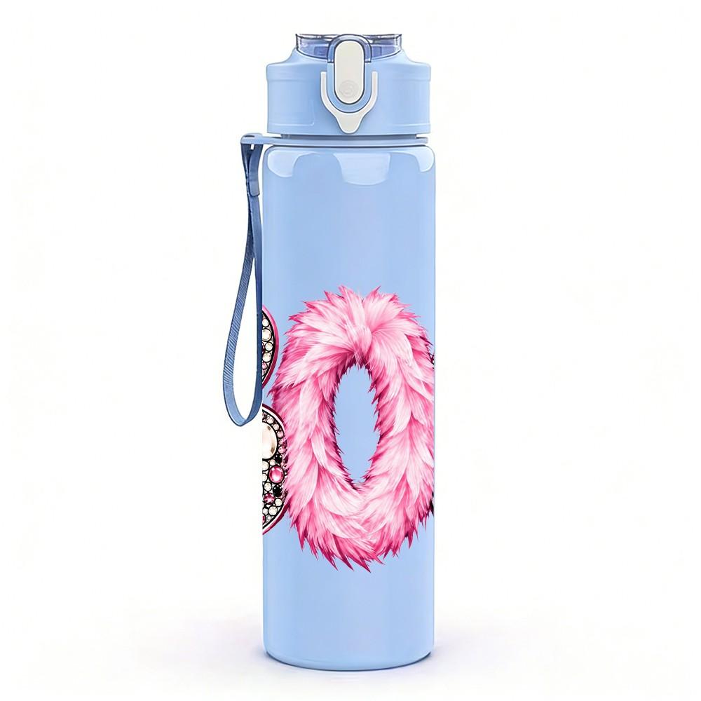 1PC Boo Halloween Letter 750ml Color Plastic Sports Water Bottle Leakproof Flip Straw Lid Suitable for Sports Office Home Use