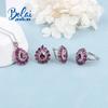 Bolaijewelry Натуральный родолит, кольца, серьги, ожерелье, комплект ювелирных изделий из серебра 925 пробы, изысканные ювелирные изделия для женщин, роскошный подарок на годовщину вечеринки