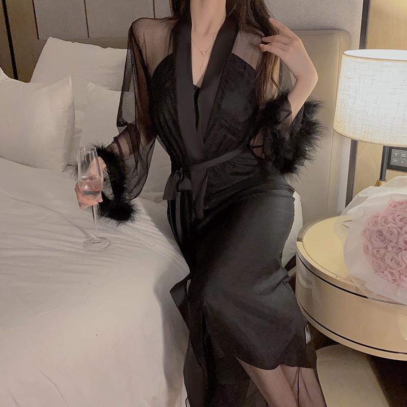 Комплект женского платья, однотонное длинное атласное платье с завязками на шее и открытой спиной, с мягким О-образным вырезом, сексуальная пижама для женщин