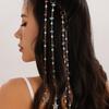 Punk Colorful Natural Stones Braid Chains Hair Rings for Girls Moon Stars Pendant Imitation Pearl Beaded Tassel Headband Hair Jewelry Accessories