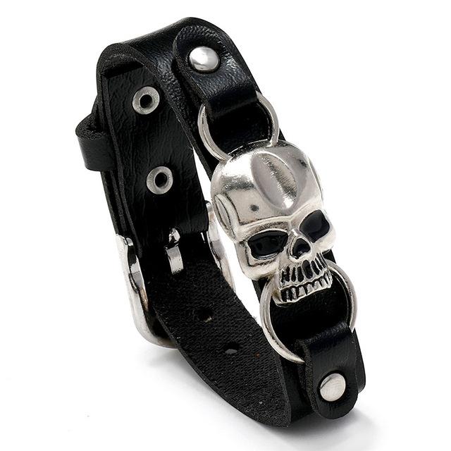 Men Bracelets Punk Rivet Wide Leather Multilayer Motorcycle Cycling Club Wrap Goth Bracelet For Women Charm Couple Hand Jewelry