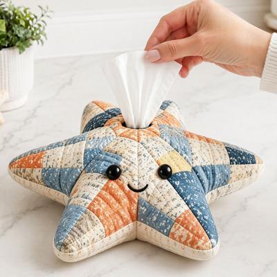 Набор для шитья DIY: Тканевая коробка для салфеток с мягкой крышкой, открывающейся сверху, Диспенсер для салфеток на тему морских животных, Многоцелевые лоскутные дизайны, для дома, автомобиля, офиса