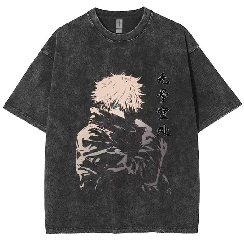 Gojo Satoru Mens Anime Jujutsu Kaisen Summer Harajuku TShirt Cotton Fitness Vintage Street Women Casual Short Sleeve
