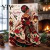 Creative Winter Celebration Cards 3D Christmas Angel Greeting Card, Pop Up Holiday Blessing Poinsettia Festive Home Office Decorations Snowflake