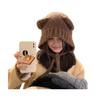 Winter Cute Bear Ears Knit Hat for Women Fuzzy Slouchy Crochet Hat Soft Plush Warm Hat with Ear Flap