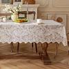 One Piece French Poinsettia Lace Tablecloth, Rectangular Polyester Table Runner for Dining and Coffee Tables, Washable, Easy To Clean