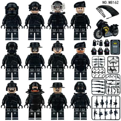 MOC Военная серия Черный солдат спецназа Минифигурка Конструктор Игрушки