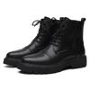 2025 British Mid-top Leather Boots Men's High-top Black Martin Boots Thick-soled Lace-up Short Boots 2910-R