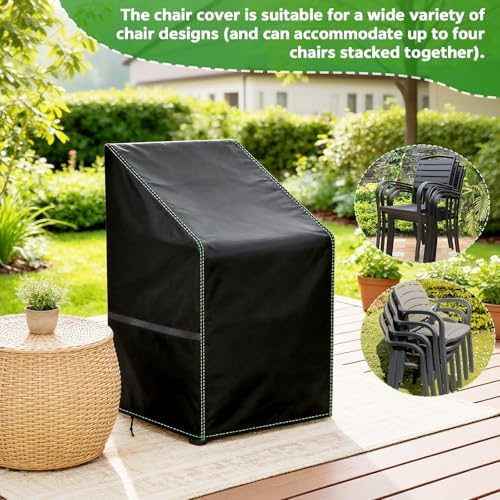 Zocipro 2 Pack Garden Chair Cover, 64x64x70/120cm Waterproof UV Resistant Outdoor Chair Protective Cover