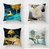 45x45cm Golden Deer Tree Forest Scenery Pillowcase Sofa Seat Headboard Cushion Cover Modern Luxurious Home Decoration Pillowcase