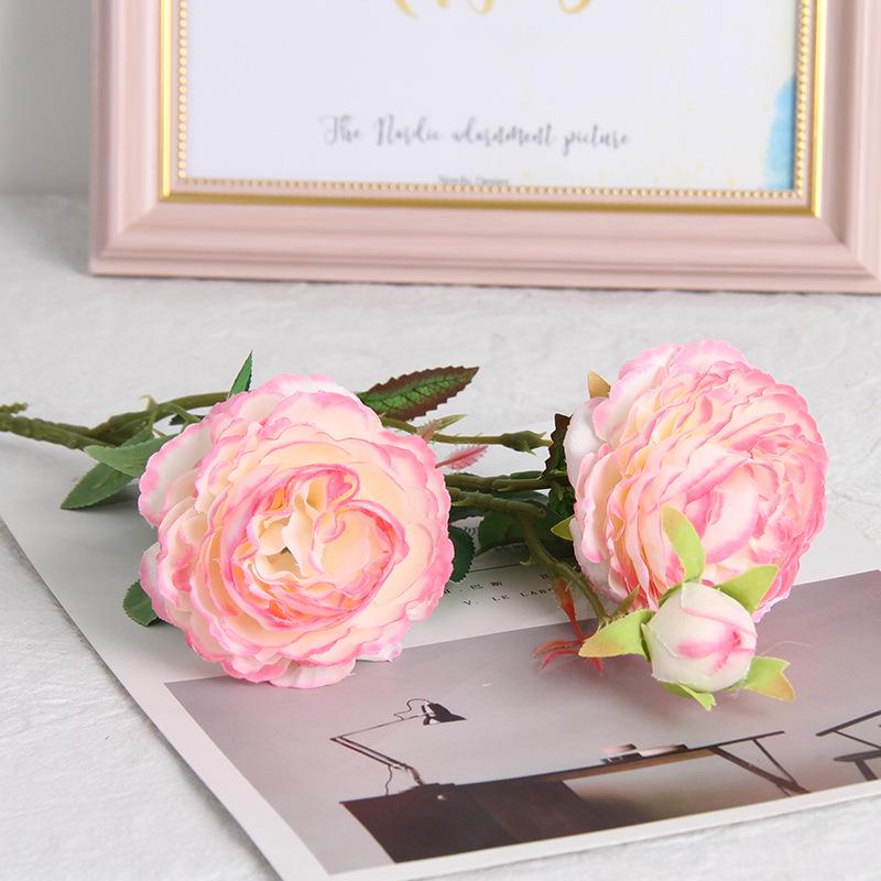 European 3-Head Peony Artificial Flower, Western Rose Design for Home & Wedding Decoration (MW51010)