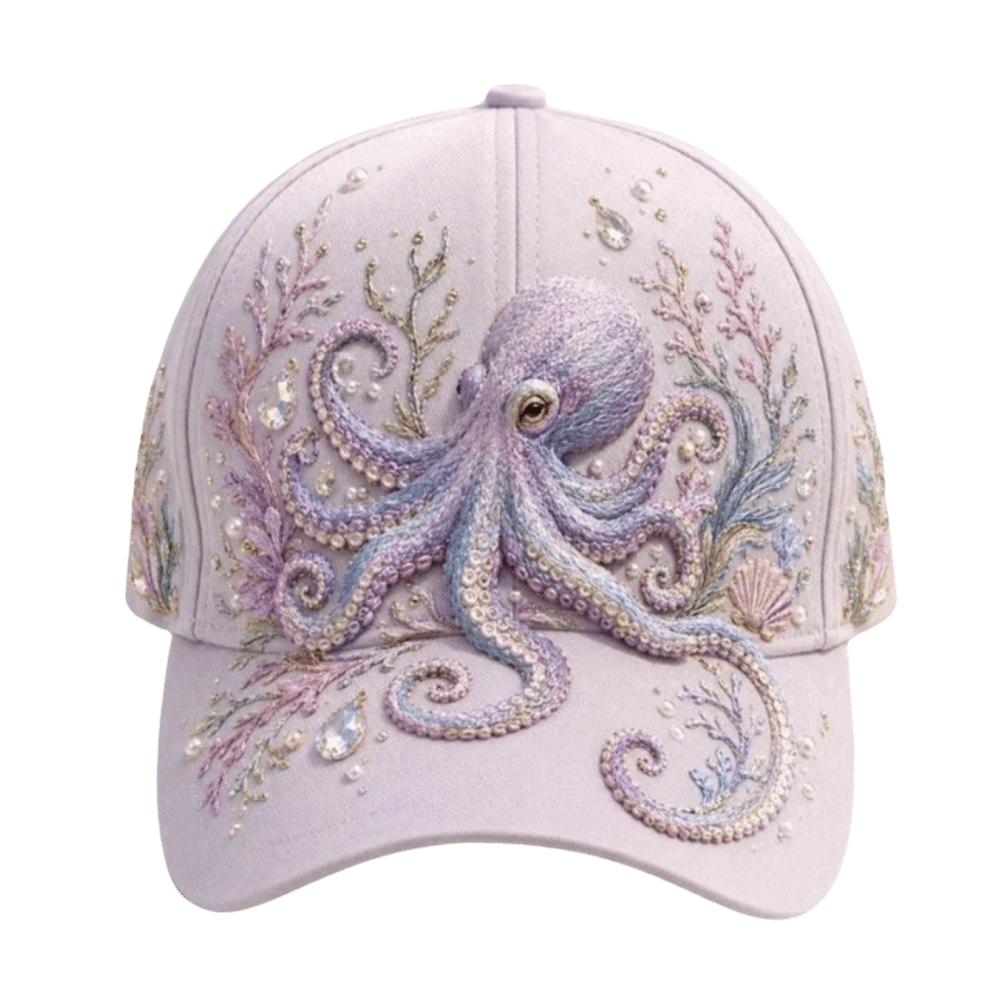 Breathable Baseball Cap Adjustable Sports Sun Hat Fashion Ocean Creatures Embroidery Cap Outdoor