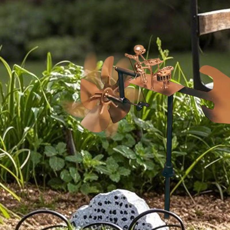 Металлическая вертушка, металлический барабанщик, ветряная мельница, декоративная ветряная мельница, каменная скульптура для сада, двора, патио, газона, крыльца, заднего двора