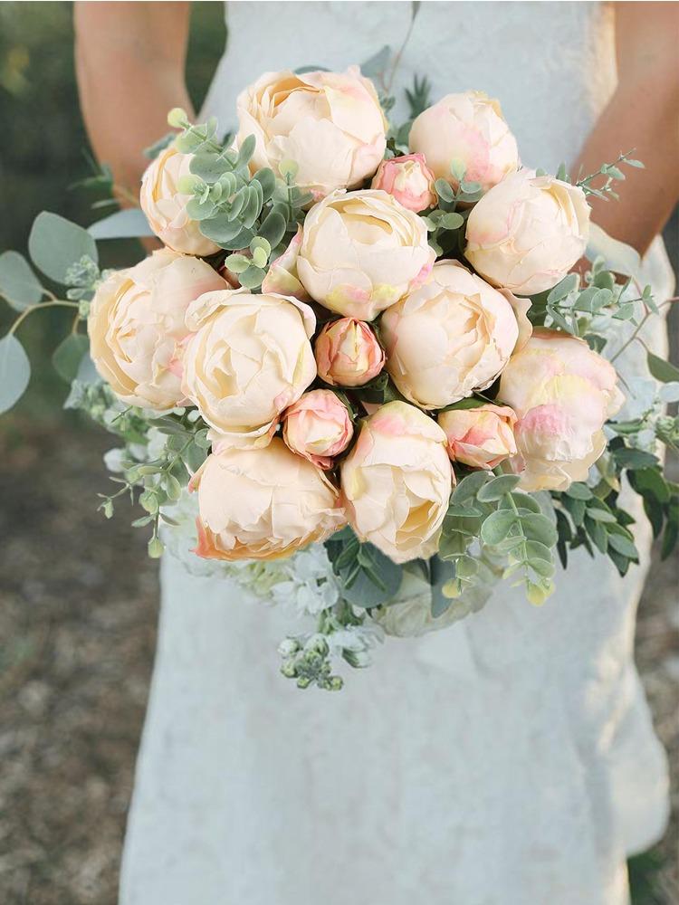 2 букета, винтажные пионы, длинные стебли, шелковые искусственные цветы для свадебного украшения, букет невесты, цветы, поделки, цветочная композиция