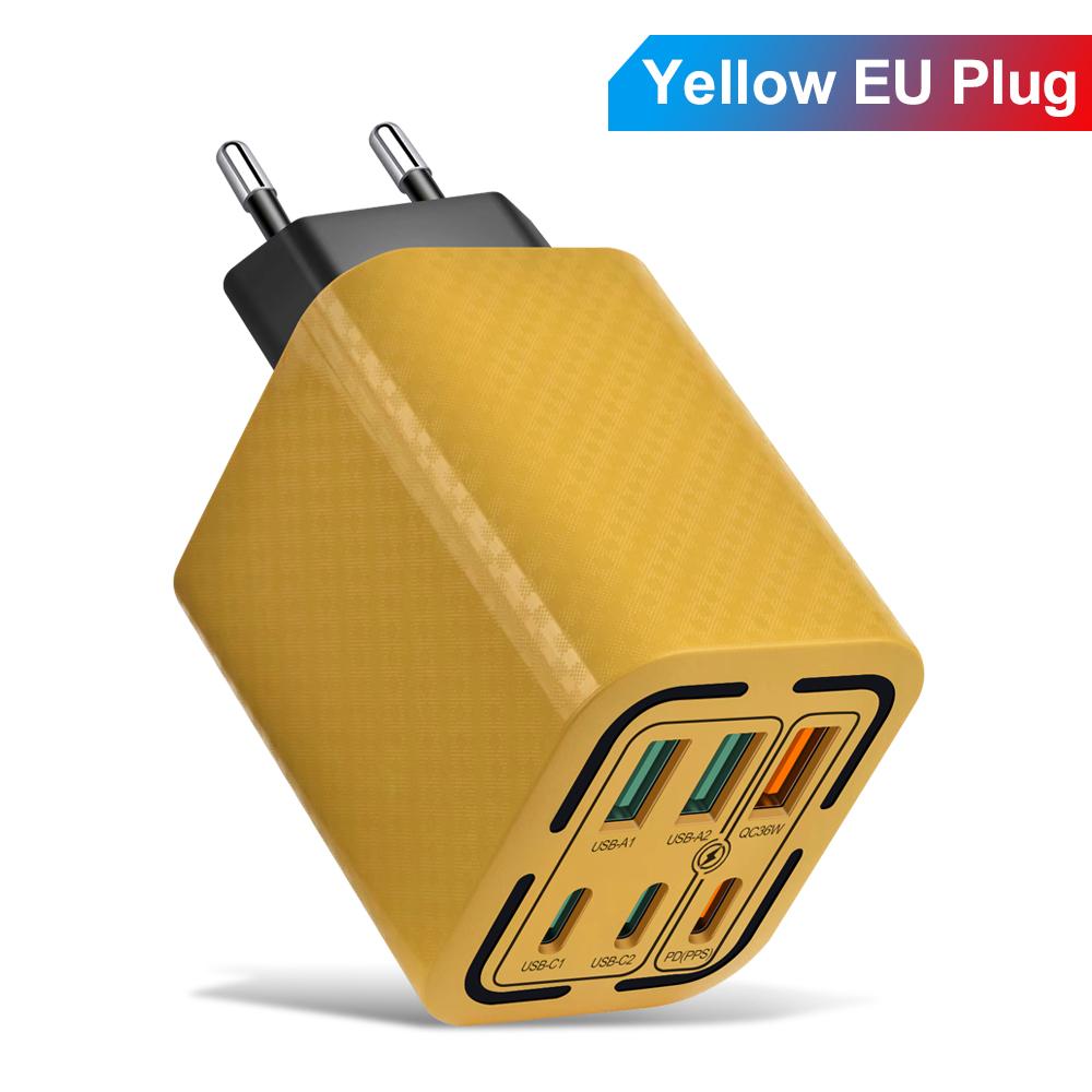 Total 100W USB Charger 6 Ports Type C Fast Charging Mobile Phone Wall Adapter EU/US Plug For iPhone 15 Samsung Xiaomi