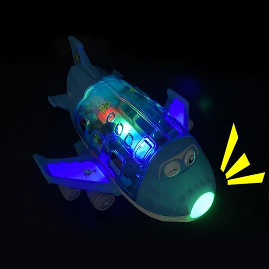 Электрический игрушечный самолет с музыкальным светом, вращение на 360 градусов, интеллектуальный трюковой самолет для детей с функцией обхода препятствий