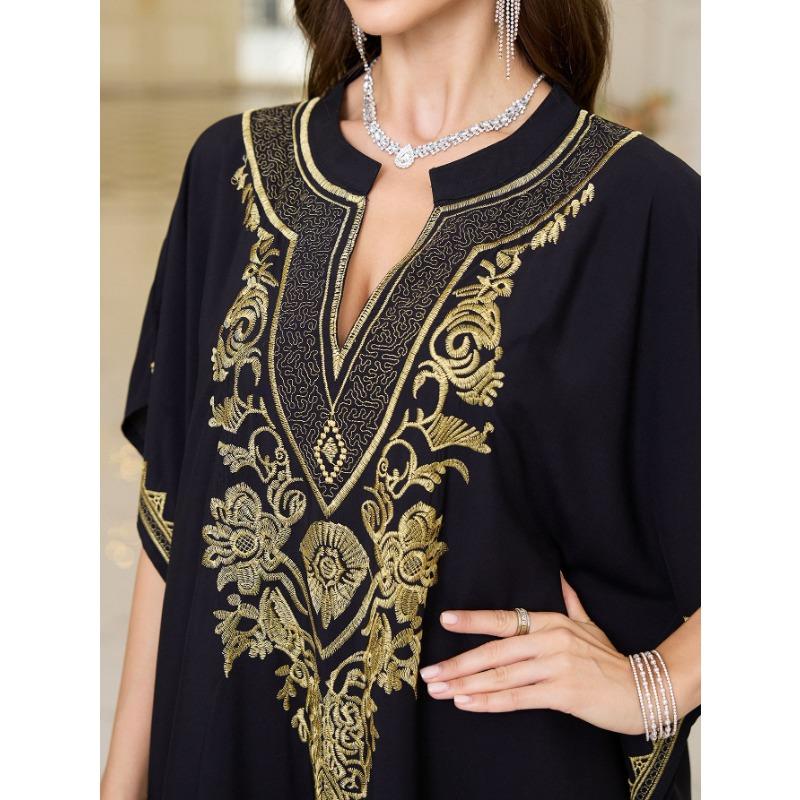 Женская мода лето весна цветочный узор принт рукава 1/2 V-образный вырез свободная талия повседневные платья