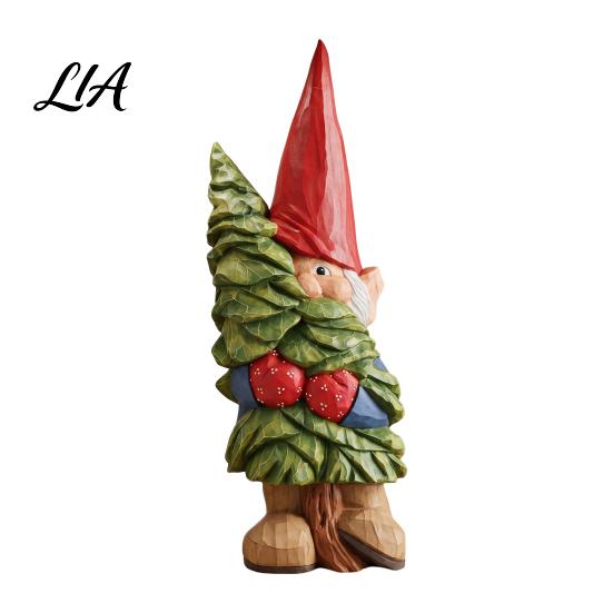 Rustic Holiday Table Centerpieces Resin Gnome Ornament, Hand Painted Nordic Style Dwarf Figurine for Home Country Decor and Garden Decoration, Statue