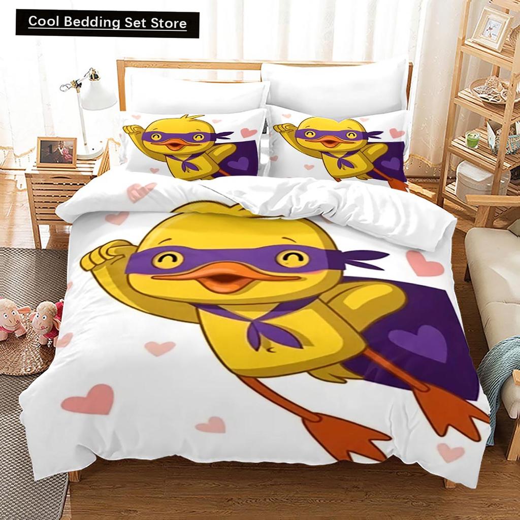 Yellow Duck Bedding Set Single Twin Full Queen King Size Little Duck Bed Set Aldult Kid Bedroom Duvetcover Sets 3D Print 015