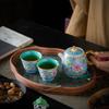 Керамический эмалированный цветной набор для кунг-фу, один чайник и две чашки, высококачественные подарки в стиле легкой роскоши для бизнеса, подарок на открытие чайной церемонии