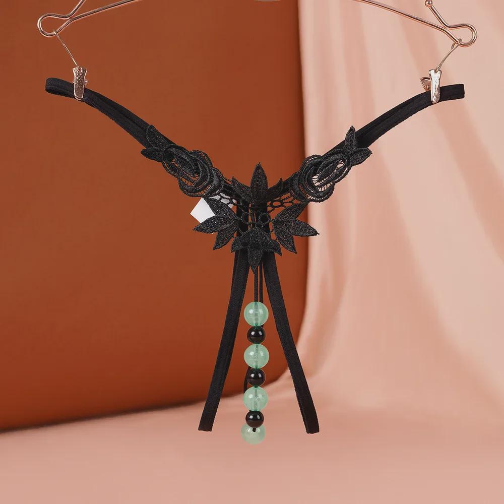 "Светящиеся жемчужные массажные стринги с открытой промежностью для женщин": Сексуальное нижнее белье для ночного клуба"