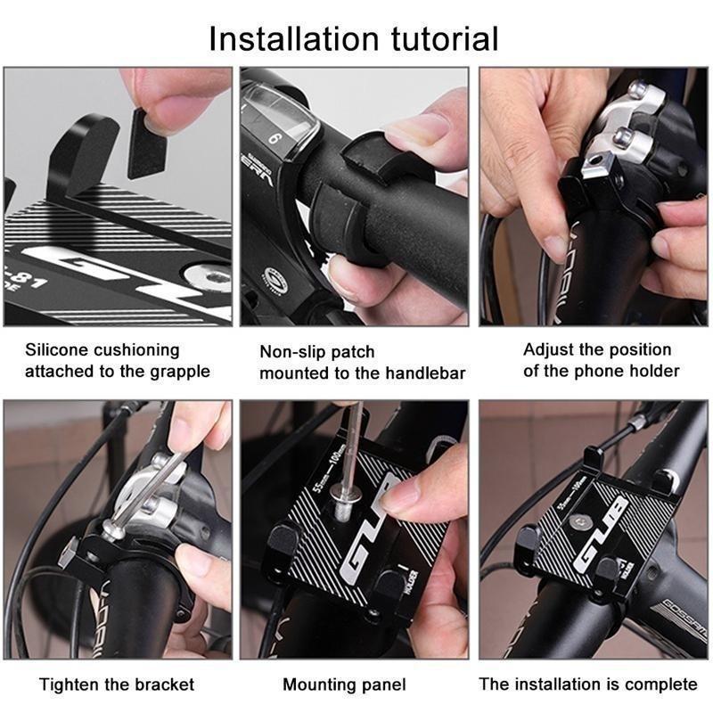 Aluminum Alloy Bicycle Phone Holder Anti Slip Handlebar Mount Bracket Rack Bike Phone Mount Scooter Mobile Phone Holder