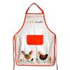 [R6609] - Cotton Kitchen Apron 'Hens' Red White (the Country Family) - 90x70cm