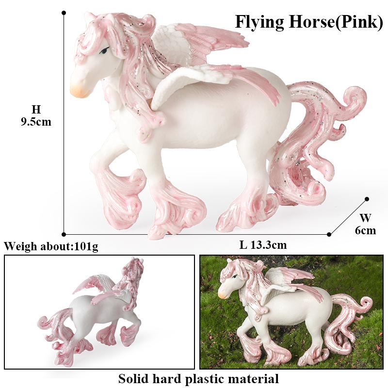 Oenux Mythical Rainbow Pegasus Simulation Animal Figures Model Fairy Tale Fly Horse Action PVC Educational Toys Girl Gift