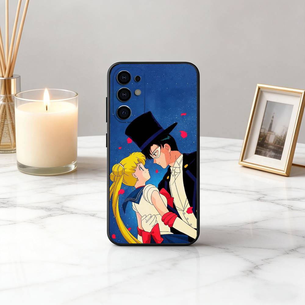 Милый Чехол Для Телефона S-Sailor M-Moons Усаги Цукино Для Samsung S25,S24,S21,S22,S23,S30,Ultra,S20,Plus,Fe, Мягкий Силиконовый Черный Чехол