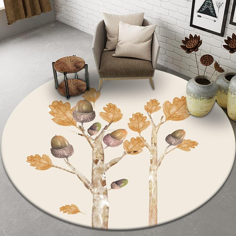 Cute Animal Print Pattern Round Floor Mat Home Bedroom Living Room Decorative Floor Mat Doormat