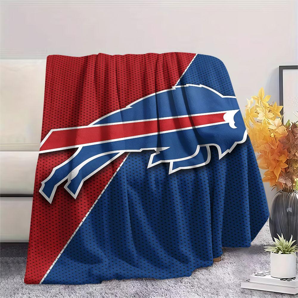 Buffalo Bills Printed Flannel Blanket, soft throw for bedroom sofa, washable, fan merchandise, great gift.