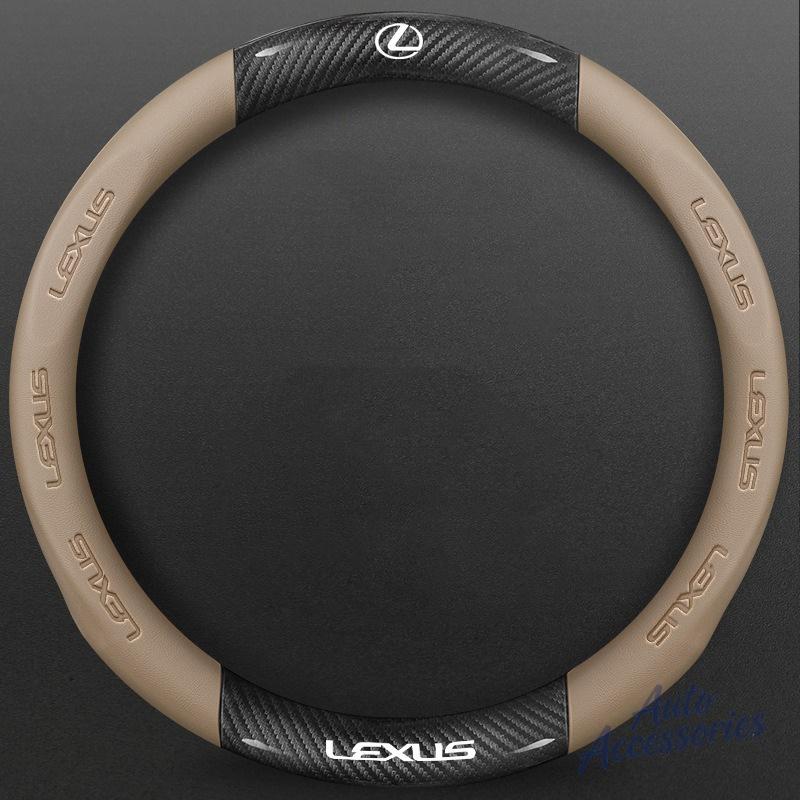 BJYL6 38cm Car Anti-Slip Steering Wheel Cover Carbon Fiber Leather Cover For Lexus F SPORT ES RX NX LS UX LM LX GX LC RZ IS CT GS RC