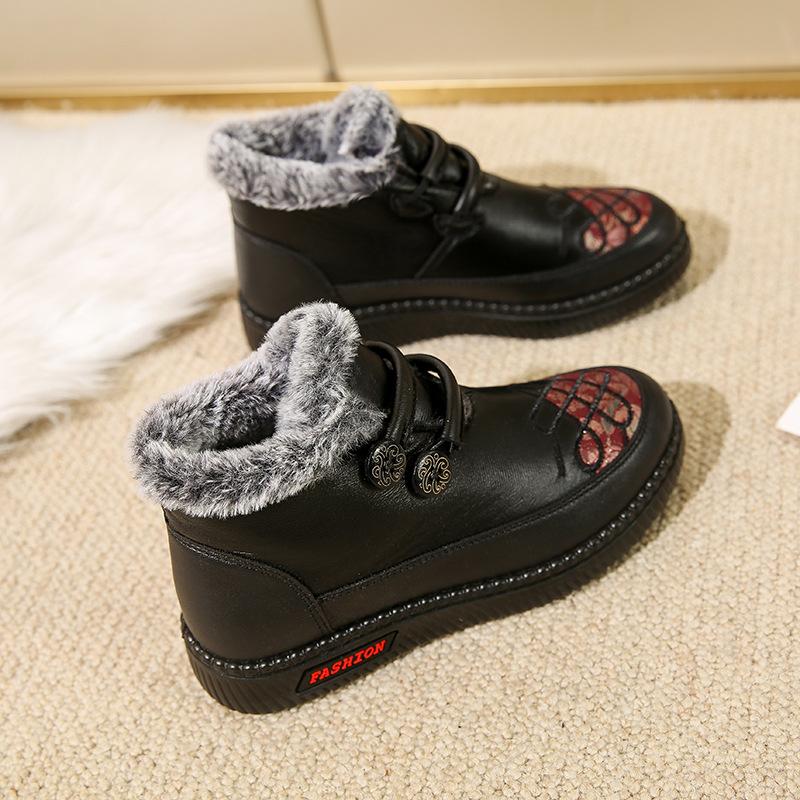 Beijing Old Cloth Shoes Women's Cotton Shoes Velvet Warm Winter Snow Boots Middle-aged and Elderly Non-slip Wear-resistant Soft Sole