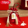 10 штук красных мешочков с завязками для свадебных угощений, атласные мешочки для подарков