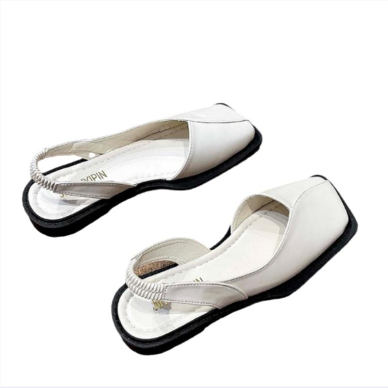 Летние плиссированные эластичные сандалии с квадратным носком, модные женские тапочки, женские сандалии с глубоким носком, женские дизайнерские сандалии