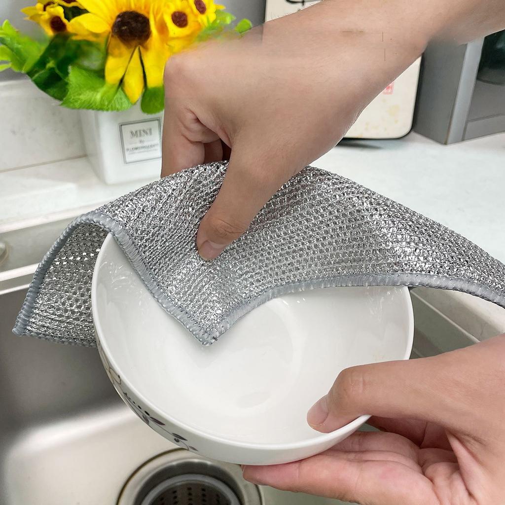 Non-Scratch Wire Dishcloth, Dishwashing Rags for Wet and Dry, Easy Rinsing, Reusable,for Kitchen Cleaning for Dishes, Sinks, Stove Tops