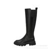 2025 осень новые высокие женские сапоги из воловьей кожи толстая подошва толстый каблук молния сбоку рыцарские сапоги круглые сапоги с утолщением носка рыцарские сапоги
