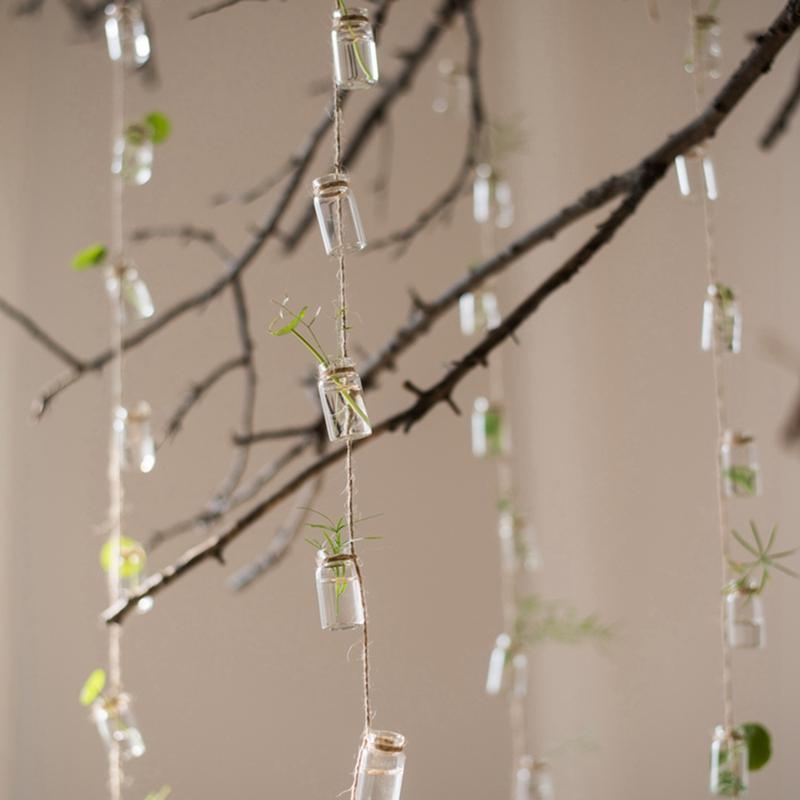Декор в стиле «музыка ветра», стеклянная ваза, подвесная ваза на нитях с бутылкой, желеобразная стеклянная бутылка, подвеска для украшения на нитях