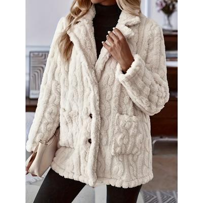 Женская мода зимние пальто двухсторонний плюшевые водные рябь пуговицы кардиган карман лацкан повседневные топы куртка для женщин