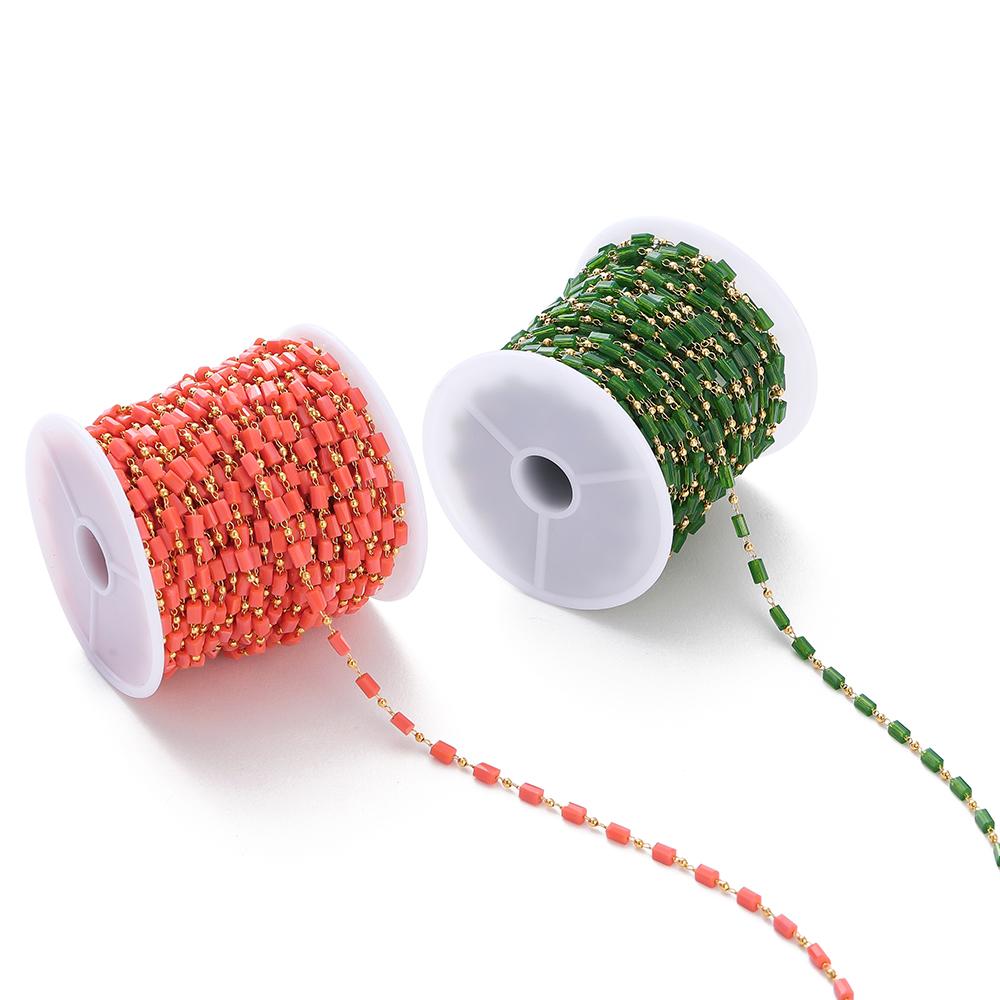 1Meter Bohemian Necklace Chain Cuboid Cube Beads Chains for DIY Necklace Bracelets Jewelry Making Accessories Handmade Chain