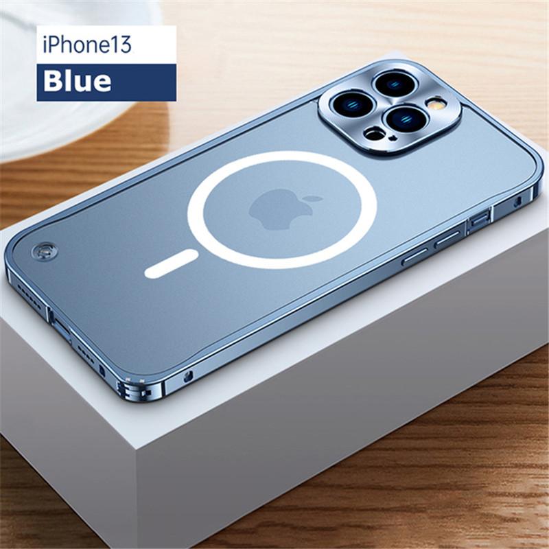 Металлический магнитный чехол для телефона iPhone 15 11 12 13 14 15 Pro Max 14plus для Magsafe с беспроводной зарядкой, алюминиевые матовые полупрозрачные чехлы