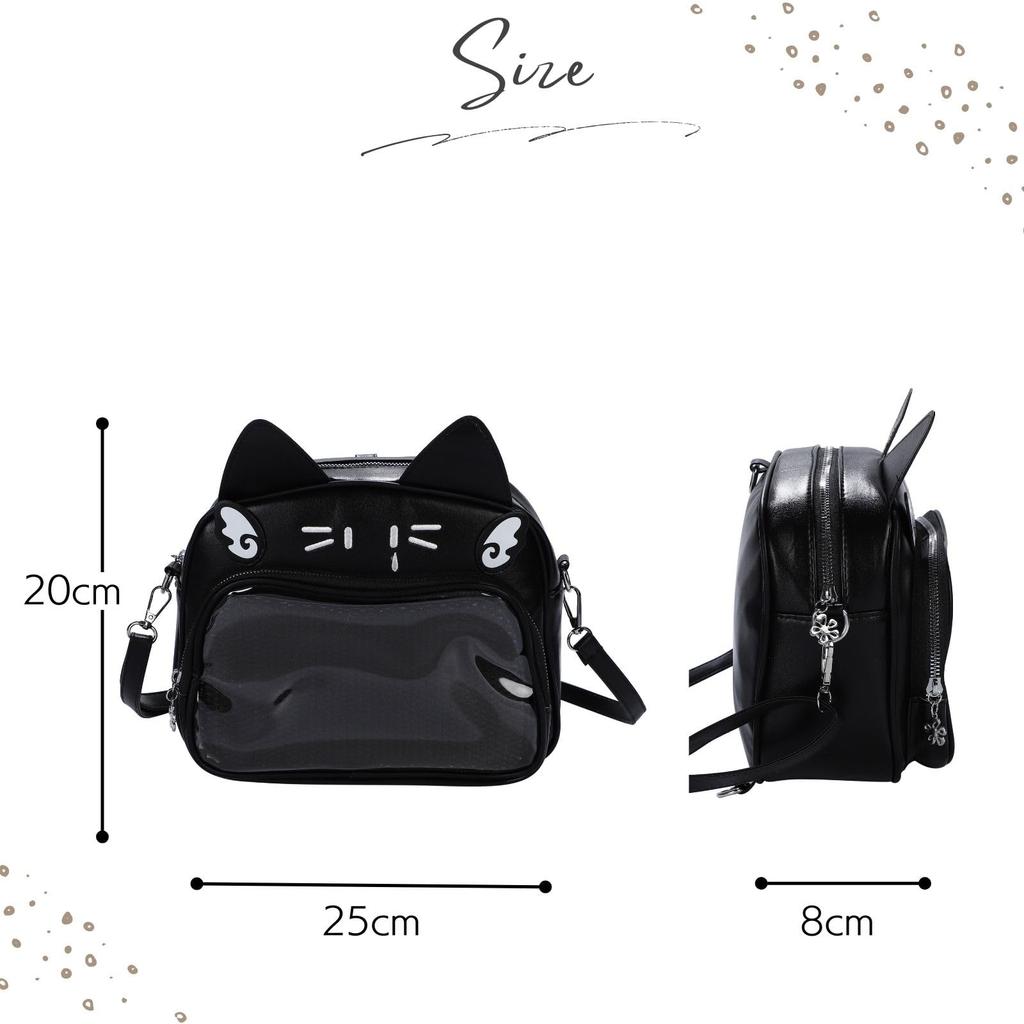 Харудзио Ита Бэг Наплечная Сумка Кот Ошикацу Черный и Плюшевый Популярная Сумка Сумка, Дизайн, Маленькая, Мини, Сумка, В форме кота, Белая, Игрушка, Кошелек, Милая, Стильная,