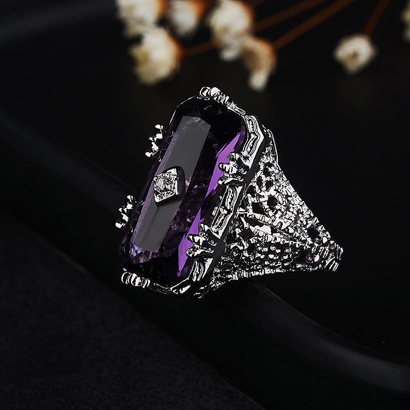 925 Silver Sterling Rectangle Ring 1 .1ct Purple Natural Amethyst Gemstone Jewelry Bizuteria Fine Gemstone Diamond Jewelry Women