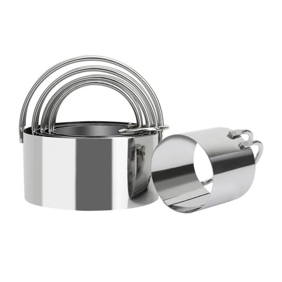 Набор из 5 формочек для печенья из нержавеющей стали с ручкой, круглые формочки для печенья, пончиков, блинов