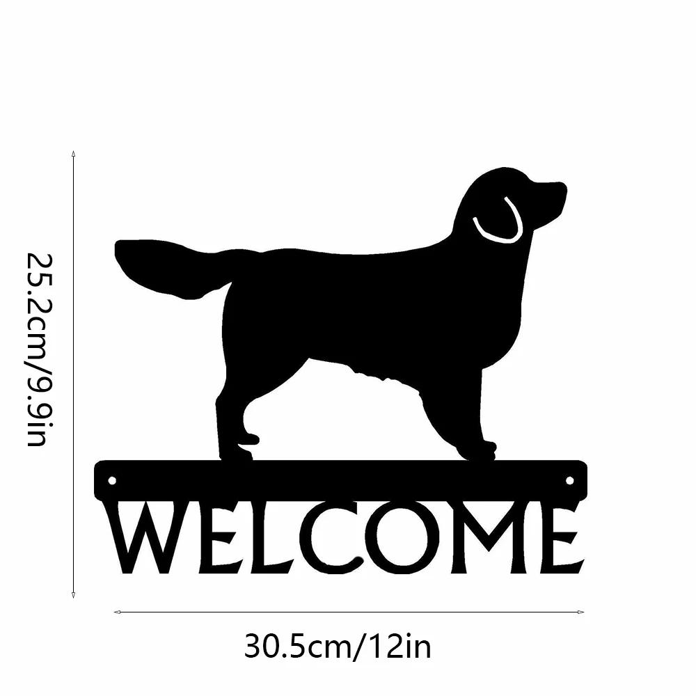 1pc Room Decor Vintage Home Decor Promotion Golden Retriever Dog Welcome Sign Home Decoration Accessories On The Wall