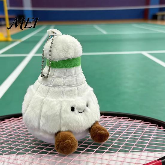 Cute Desk Accessory Badminton Plush Keychain, Shuttlecock Stuffed Toy for Bag Car Small Decor, Soft Mini Pendant, Creative Gift Fans Birthday Athletes